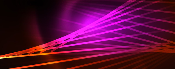 Shiny color neon light with lines, abstract wallpaper, shiny motion, magic space light. Techno abstract background