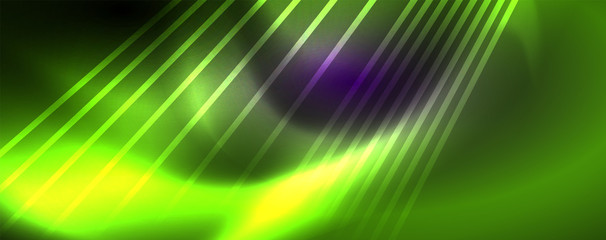 Color light with lines, outer space background, bright rays