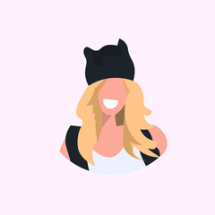 casual woman face avatar smiling girl handsome female cartoon character portrait flat white background