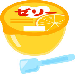 カップ入りのゼリーとプラスチックスプーン