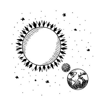 Sun moon and earth of solar system design