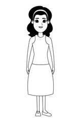 young woman avatar cartoon character black and white