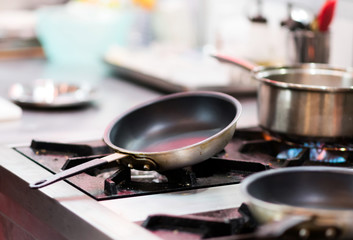 Fototapeta na wymiar Stainless steel cookware , kitchenware set, Stainless steel pots, Kitchen utensils
