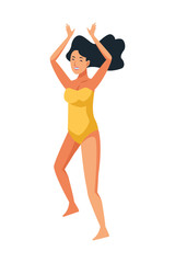Young woman in swimsuit with hat vector