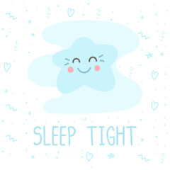 Poster template with doodle star and lettering.