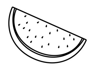 Watermelon fresh fruit sliced cartoon in black and white