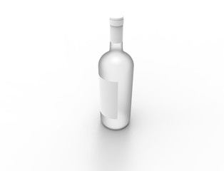 3D rendering of a glass bottle isolated on white background