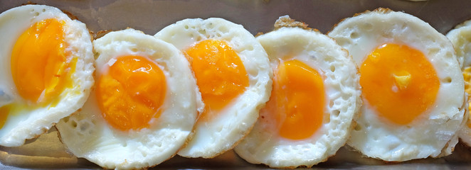 row of Half Boil eggs