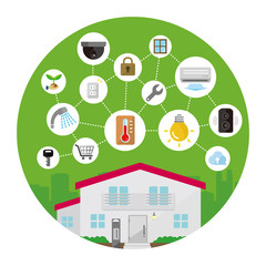 Smart home (smart house) technology concept flat illustration (round shape).
