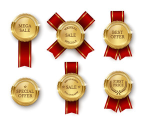 Award medal 3d realistic vector color illustration set