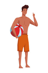 Young men in summer time cartoons