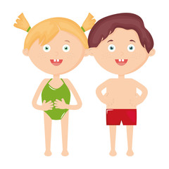 cute little kids with swimsuit characters