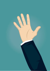 Raised Hand in Long Sleeve Showing Open Palm Vector Illustration