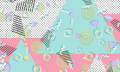 Memphis pattern. Geometric shapes. Hipster style