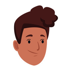 Young man smiling face cartoon vector illustration