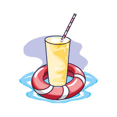refresh juice in the sea with float
