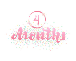 Vector illustration with a baby age markers - 4 months.