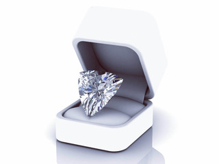 Shiny white diamond illustration .3D rendering.(high resolution 3D image)