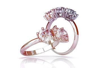 Wedding ring with diamond. Sign of love. Fashion jewelry .3D rendering