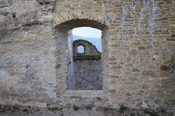 Fototapeta na wymiar Window on Lietava castle, Žilina district, Slovakia