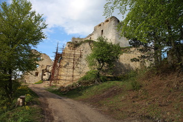 Entrance to  Lietava castle, Žilina district, Slovakia