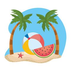 Palm tree and summer icon set design