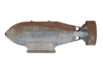 old air bomb release from aircraft for destroy attack enemy world war 2 isolated on white background clipping path