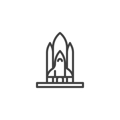 Space shuttle line icon. linear style sign for mobile concept and web design. Rocket launch outline vector icon. Symbol, logo illustration. Vector graphics