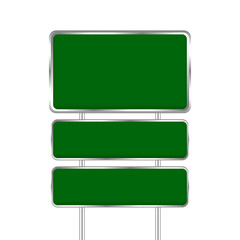empty green traffic sign board and pole metal isolated on white background, traffic sign board plate blank copy space, metal green traffic sign board, stainless green road board sign for design