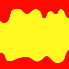 banner dripping paint red and yellow for background colorful, watercolor drips border, red frame of dripping creamy liquid, cartoon frame red beautiful template for banner poster and yellow copy space