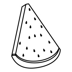 Watermelon fresh fruit sliced cartoon in black and white