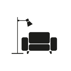 Chair and floor lamp icon. Simple vector illustration