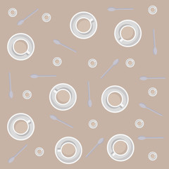 Seamless pattern with flat coffee cups.