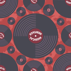 Obraz premium Seamless pattern with flat vynil disks.