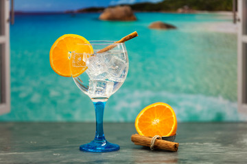 gin tonic on the beach