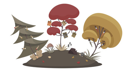 Magic meadow in cartoon style.