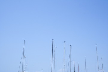 The mast of yachts, summer image. 