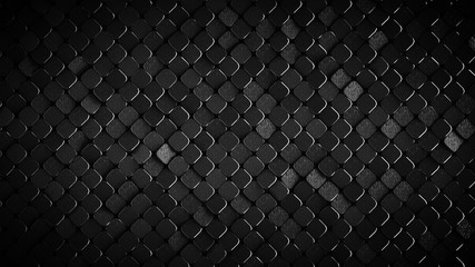 Rhombus pattern rough metallic dark grey surface 3D render