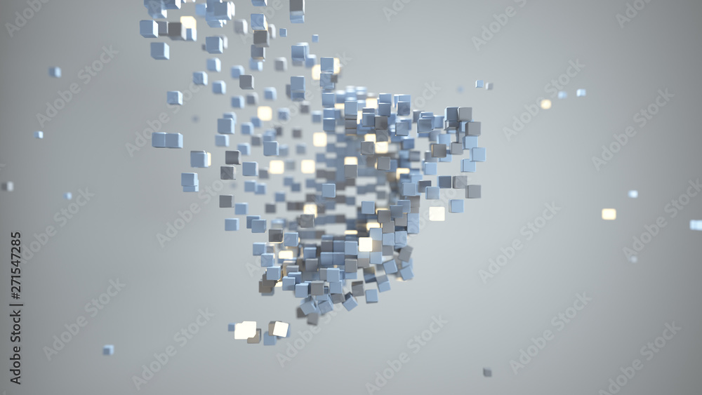 Poster matrix of cubes in space abstract 3d render