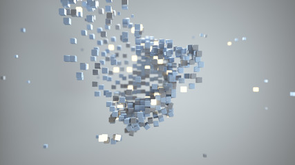 Matrix of cubes in space abstract 3D render