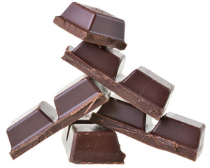Cubes of chocolate isolated