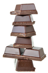 Cubes of chocolate isolated