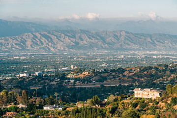 San Fernando Valley landscape view from Mulholland Drive, in Los Angeles, California
