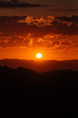 Vibrant sunset view from Mulholland Drive, in Los Angeles, California