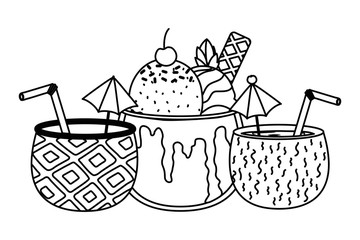 Isolated pineapple and coconut cocktail design