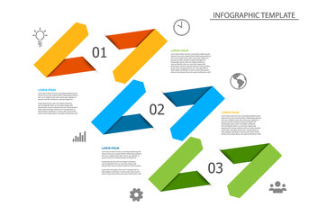 Infographic Vector Template with Three Color steps with number and arrows