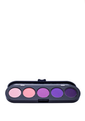 Professional multi-colored eye shadow palette on a light background. Trend photography on the theme of the actual colors for this season 