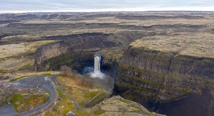Palouse Falls State Park Aerial Overview Waterfall Washington USA