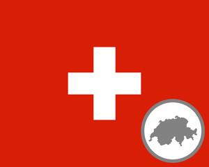 Fahne der Schweiz und Landkarte