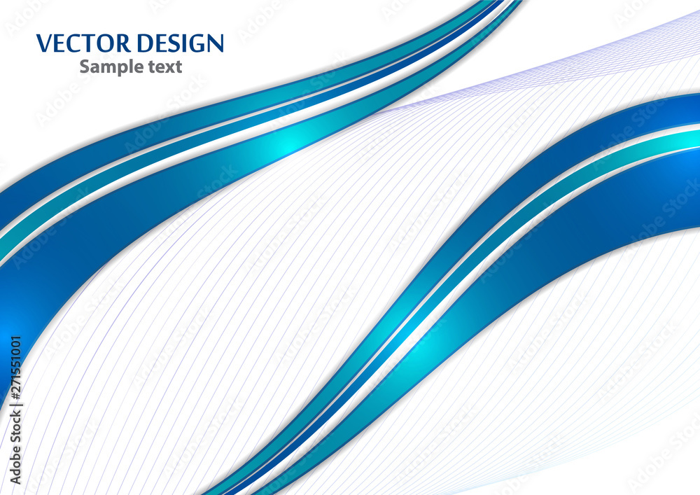 Poster abstract curved wavy lines with shadow, smooth stripe. colorful shiny waves with lines created with 